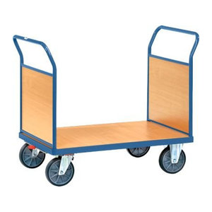 FETRA Doppel-Stirnwandwagen in Buche-Dekor und Blau, B/T: 850 x 500 mm
