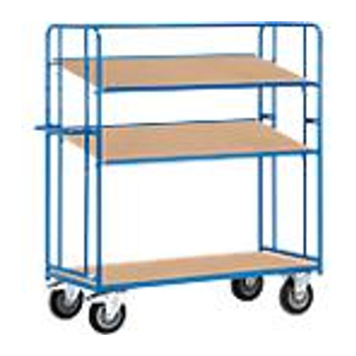 Fetra Etagenwagen aus Stahl mit 3 Böden in Blau und Buche-Dekor, H x B x T: 156 x 62 x 143 cm - Bild 4
