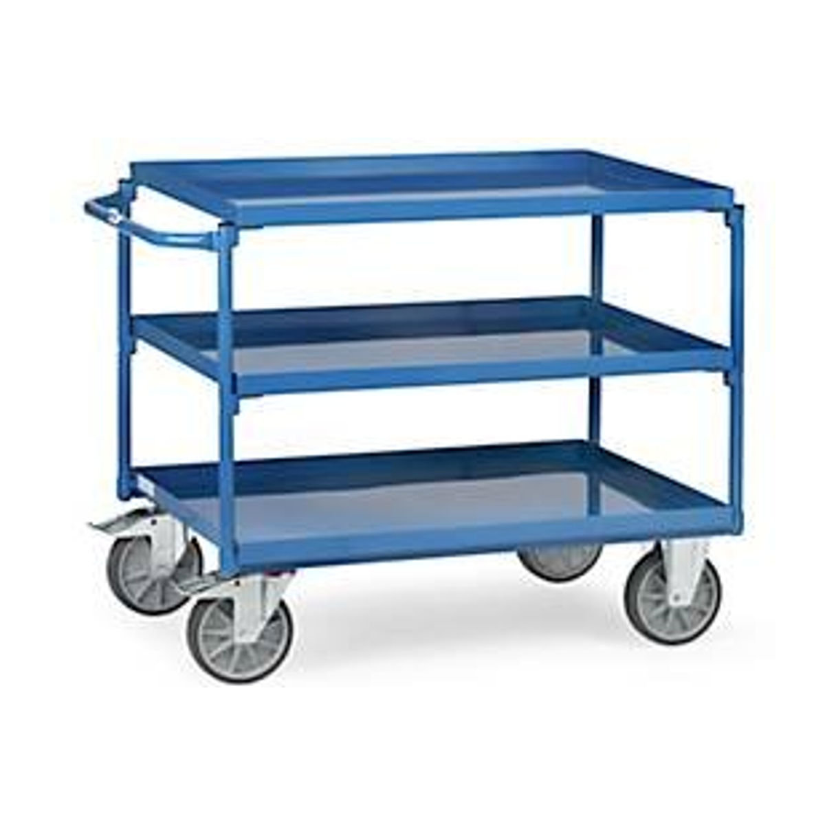 Fetra Tischwagen 4830 aus Stahl in Blau mit 3 Etagen und Wannen, Traglast 400 kg, B: 500 cm, T: 1021 cm, H: 870 cm - Bild 3