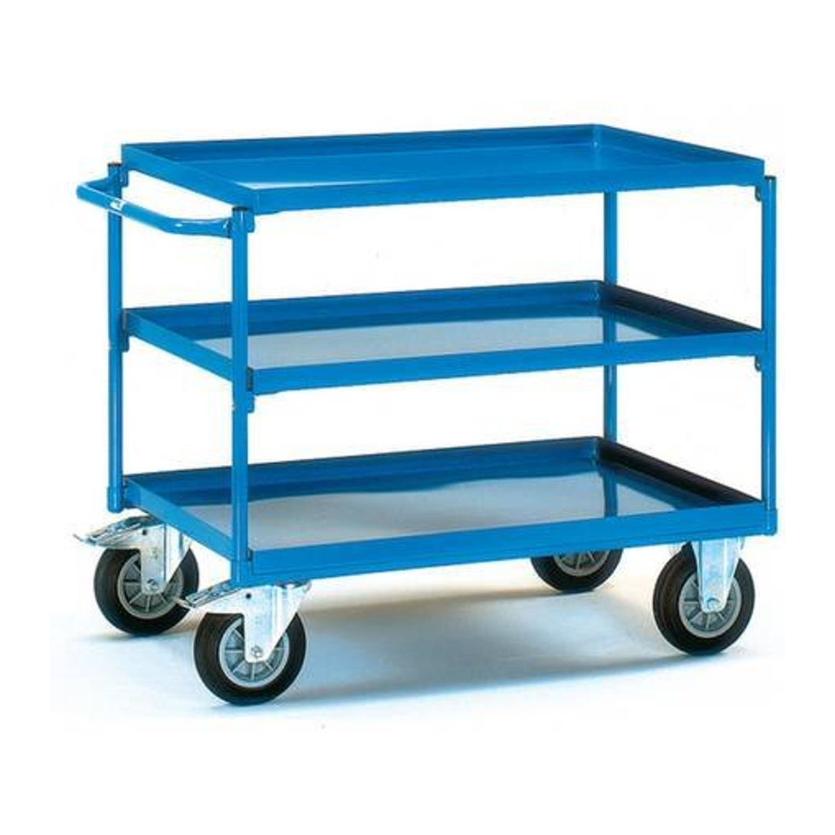 Fetra Tischwagen 4830 aus Stahl in Blau mit 3 Etagen und Wannen, Traglast 400 kg, B: 500 cm, T: 1021 cm, H: 870 cm - Bild 5