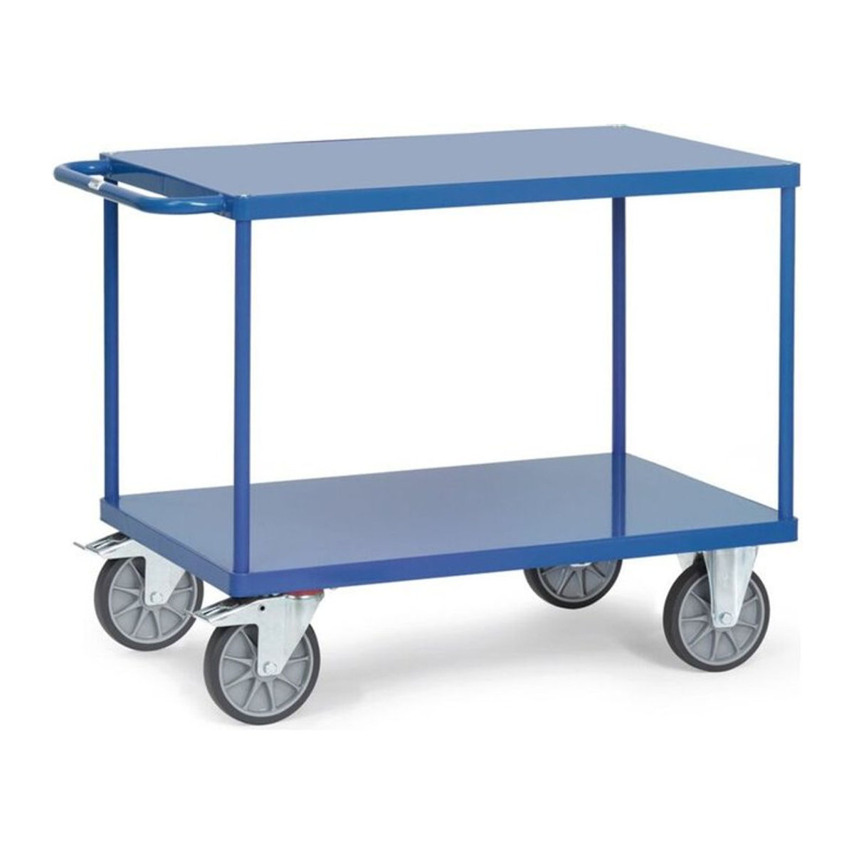 Fetra Tischwagen aus Stahl mit Stahlblech-Plattformen in Brillantblau RAL 5007, Traglast max. 500 kg, L x B x H: 1197 x 609 x 900 mm - Bild 1