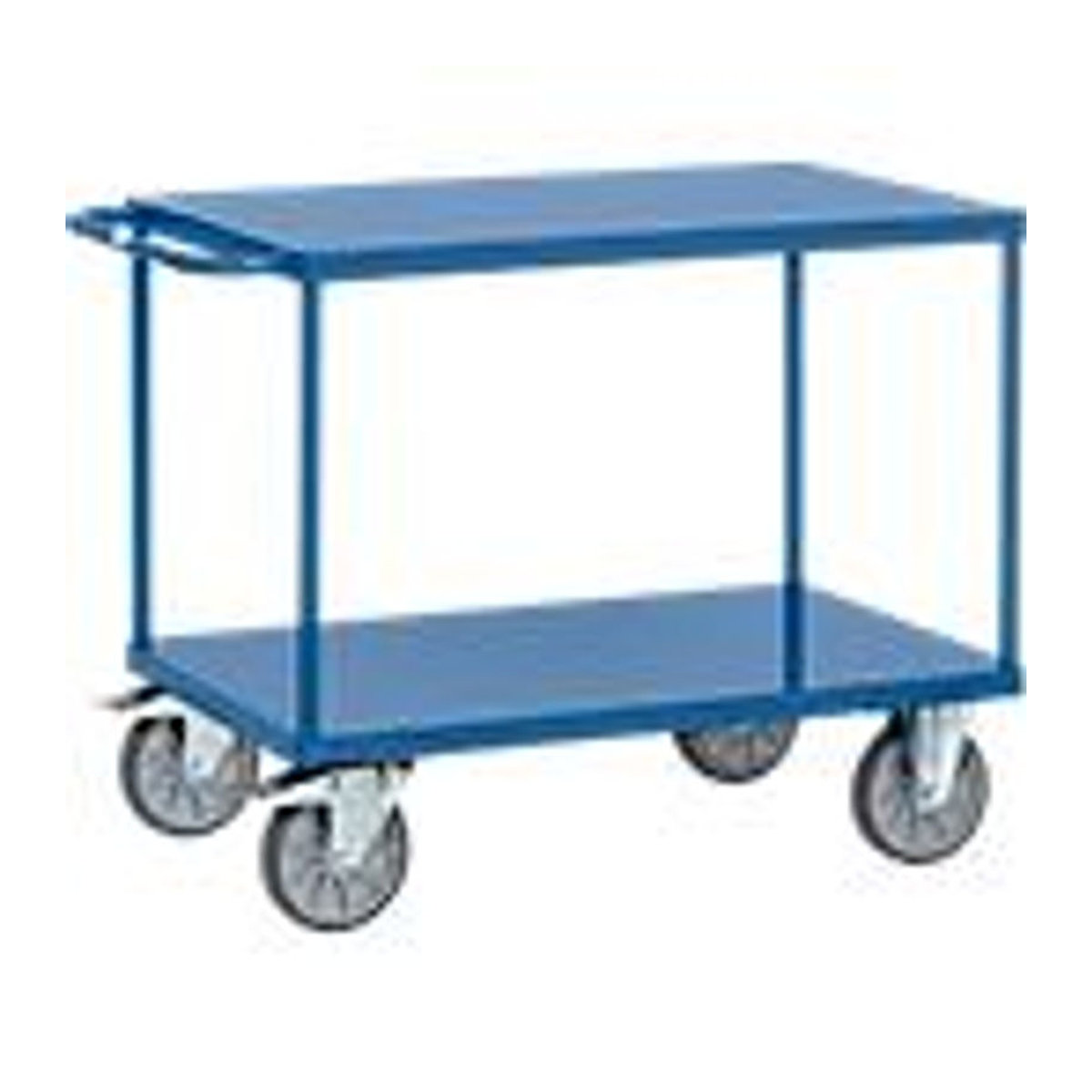 Fetra Tischwagen aus Stahl mit Stahlblech-Plattformen in Brillantblau RAL 5007, Traglast max. 500 kg, L x B x H: 1197 x 609 x 900 mm - Bild 4