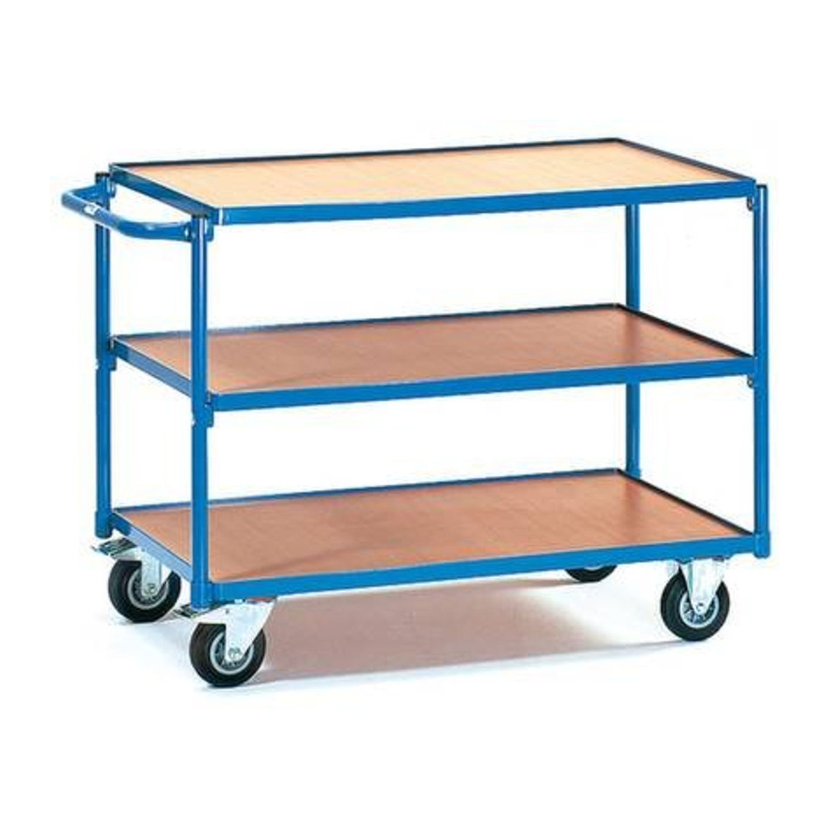 Fetra Tischwagen mit 3 Etagen aus Stahl und Holz, Blau/Buche, B: 60 cm, L: 100 cm - Bild 2