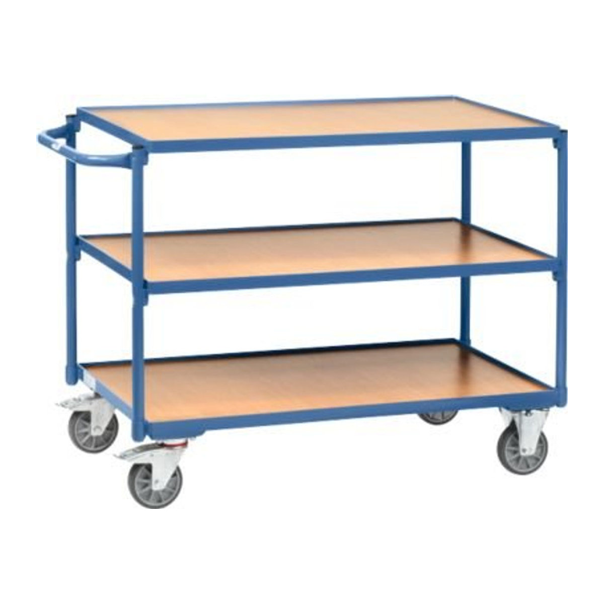 Fetra Tischwagen mit 3 Etagen aus Stahl und Holz, Blau/Buche, B: 60 cm, L: 100 cm - Bild 3