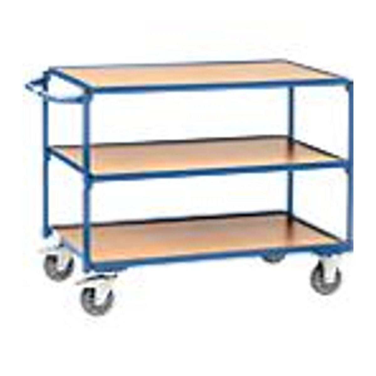Fetra Tischwagen mit 3 Etagen aus Stahl und Holz, Blau/Buche, B: 60 cm, L: 100 cm - Bild 4