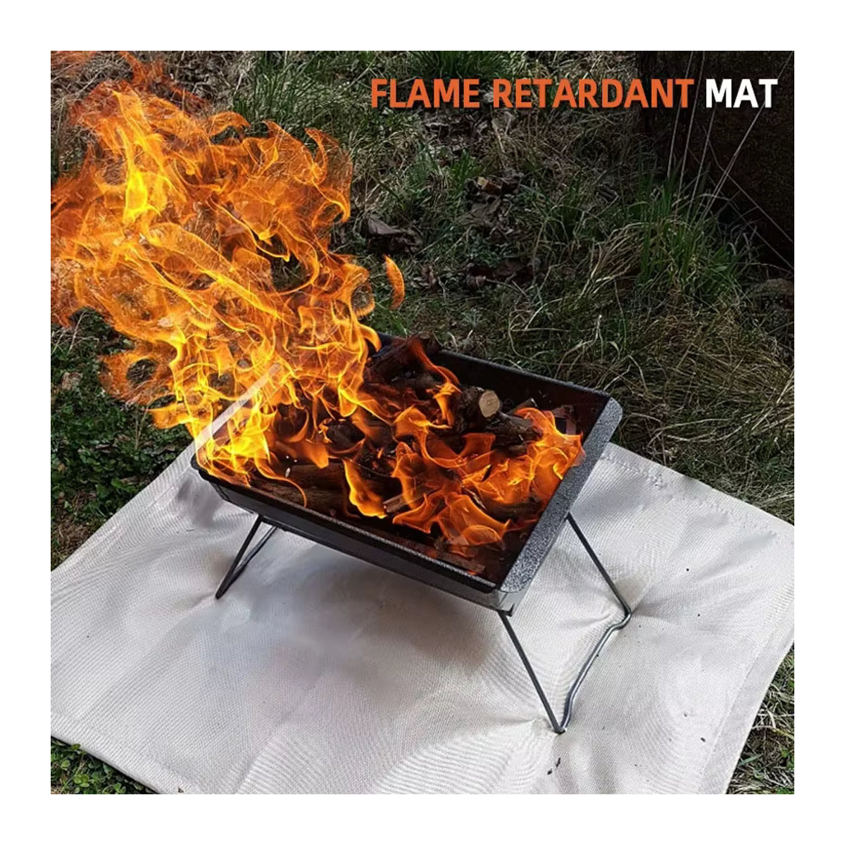 Feuerfestes Tuch aus Glasfaser mit Aufbewahrungstasche für Camping und Grillen - Bild 2