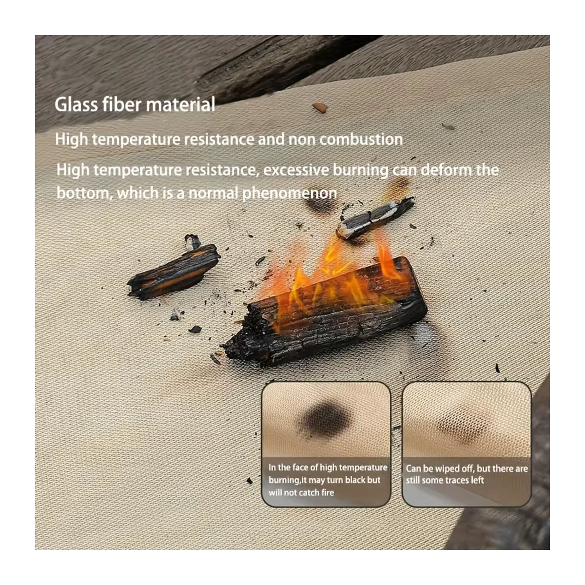 Feuerfestes Tuch aus Glasfaser mit Aufbewahrungstasche für Camping und Grillen - Bild 3