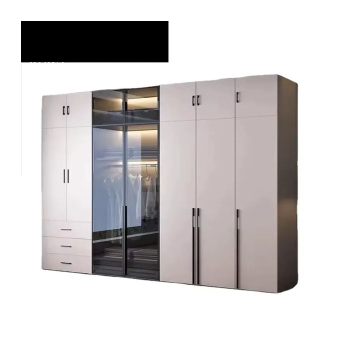 fgFactory Maßgefertigter Kleiderschrank mit Glastüren und Drehtüren in Weiß im modernen Design - Bild 2