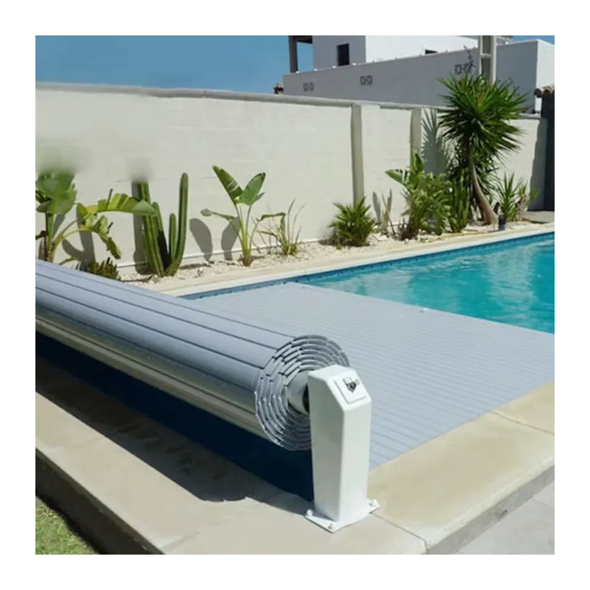 FGY Automatische Schwimmbadabdeckung aus Polycarbonat in Grau nach Maß - Bild 4