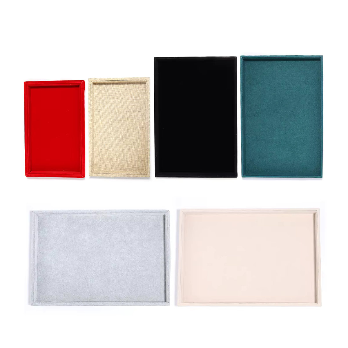 Filluck Schmuck-Display-Tablett aus Samt und Leder, weiß, rechteckig, minimalistisch - Bild 1