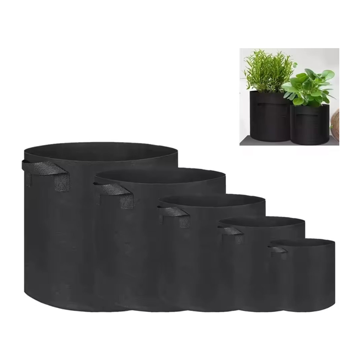 Filz-Pflanztaschen aus Stoff als Pflanzgefäße für Erdbeeren, Gemüse und Blumen zur Gartenarbeit zu Hause - Bild 1
