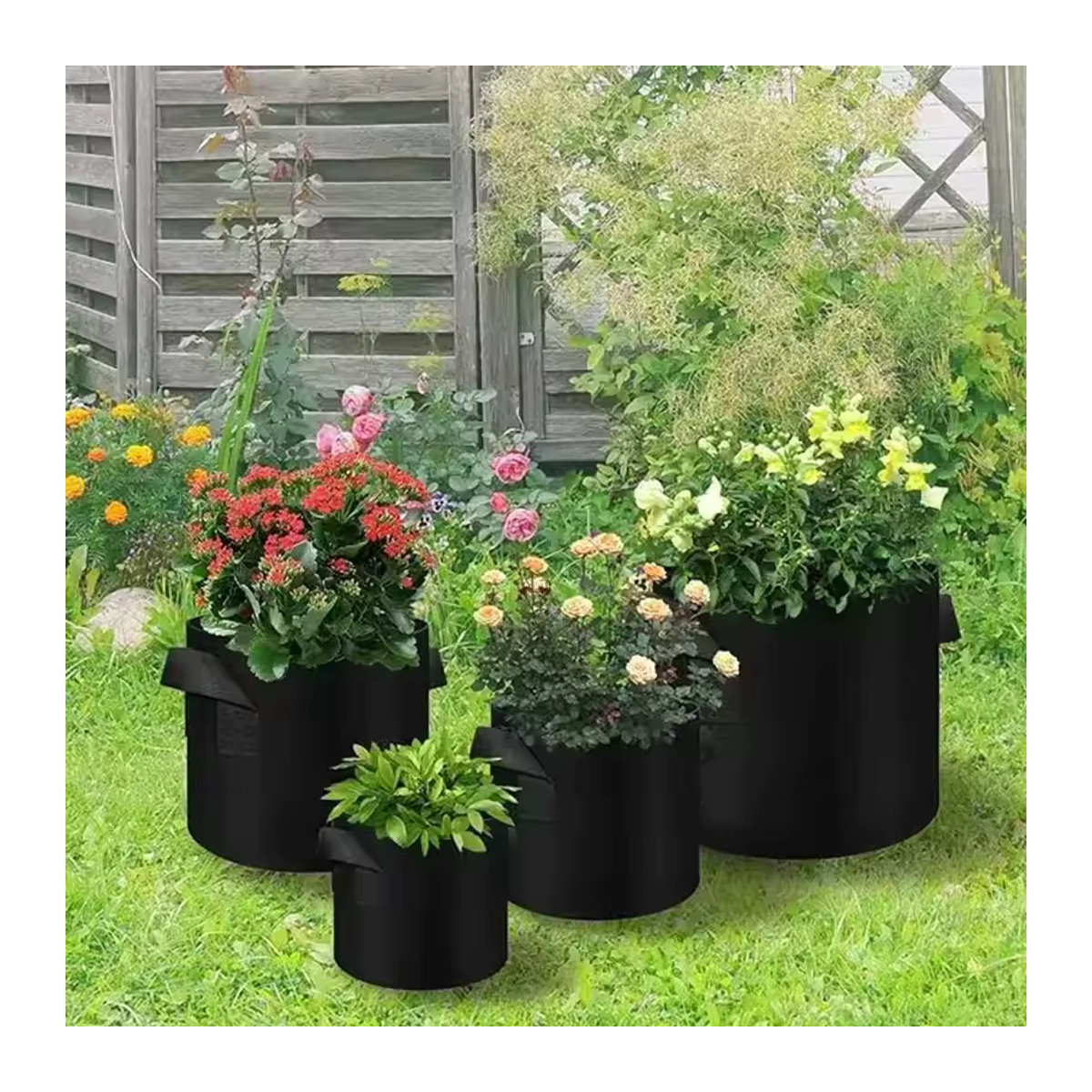Filz-Pflanztaschen aus Stoff als Pflanzgefäße für Erdbeeren, Gemüse und Blumen zur Gartenarbeit zu Hause - Bild 4