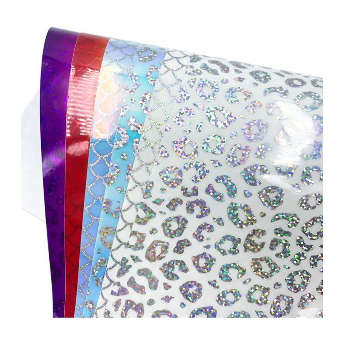 Findohope Selbstklebender Vinyl Aufkleber mit Regenbogen Leopard und Meerjungfrau Motiv in Holografisch, Mehrfarbig und Weiß, B: 30,48 cm x H: 25,4 cm - Bild 1