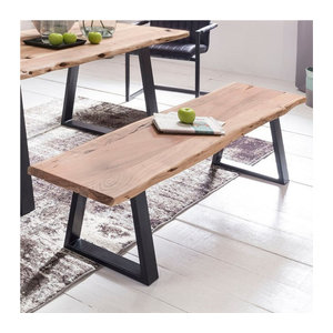 FineBuy Esszimmerbank aus Massivholz in Natur im Industrial Design, Breite: 160 cm