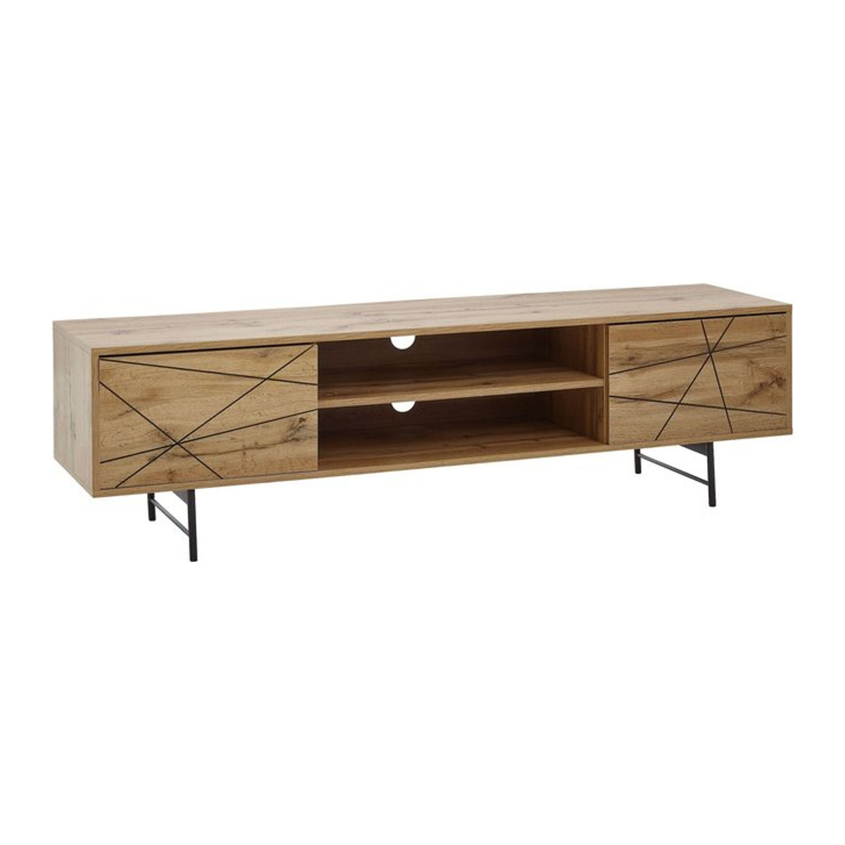 Finebuy TV-Board Lowboard Modern in Eiche Natur mit 2 Türen und Ablage, B: 160 cm, H: 45 cm, T: 40 cm - Bild 1