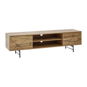 Finebuy TV-Board Lowboard Modern in Eiche Natur mit 2 Türen und Ablage, B: 160 cm, H: 45 cm, T: 40 cm