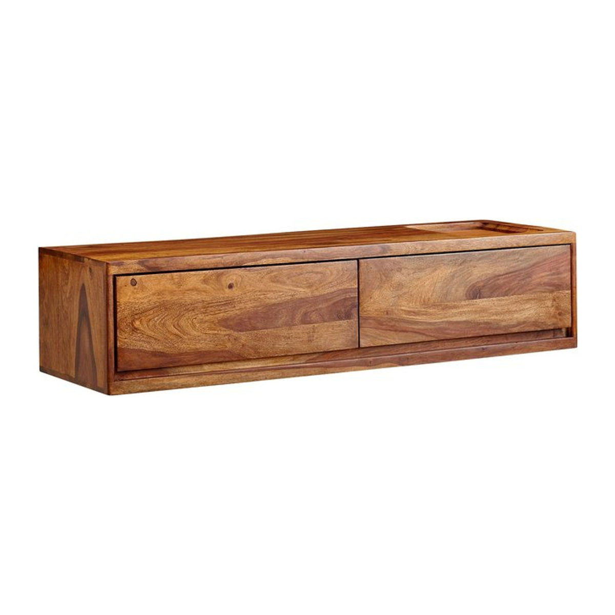 Finebuy TV-Lowboard hängend aus Sheesham Massivholz in Braun mit 2 Schubladen, Modern und Minimalistisch - Bild 1