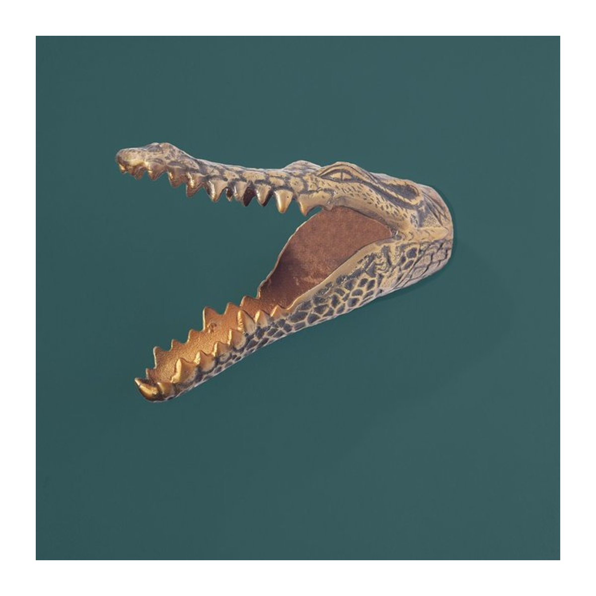 Finebuy Wanddekoration Krokodil aus Aluminium in Gold, modernes Wandobjekt mit Tiermotiv, Höhe: 31 cm - Bild 1