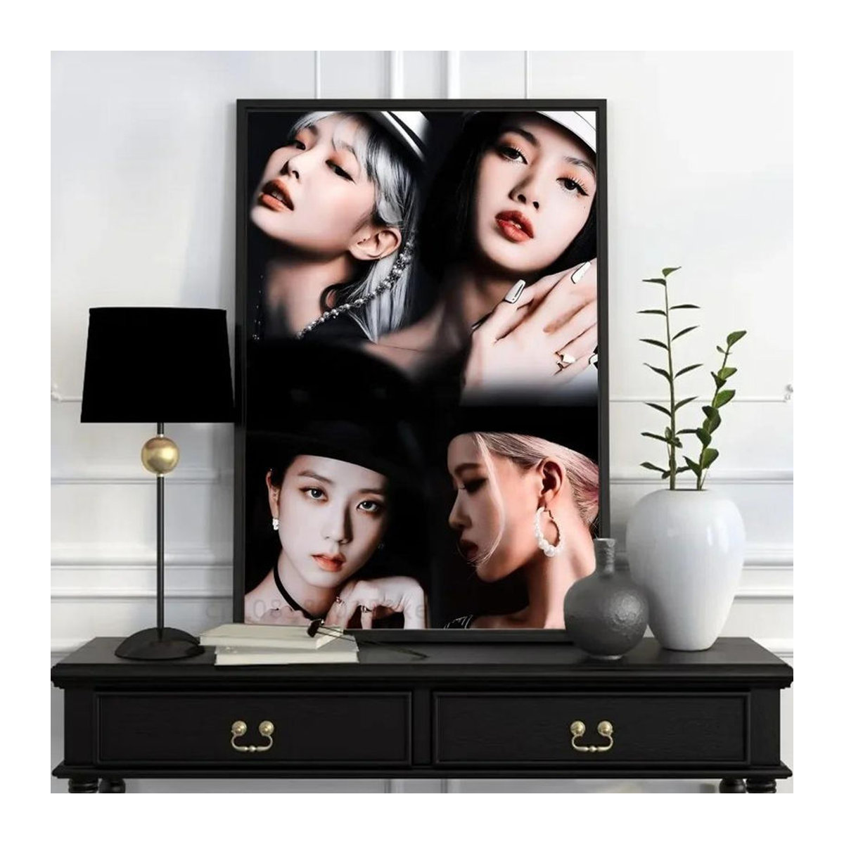 First Art Museum Kpop Girlgroup Blackpink Leinwandbild Porträt Wandkunst für dein Wohnzimmer, mehrfarbig, B: 50 cm, H: 70 cm, rahmenlos - Bild 1