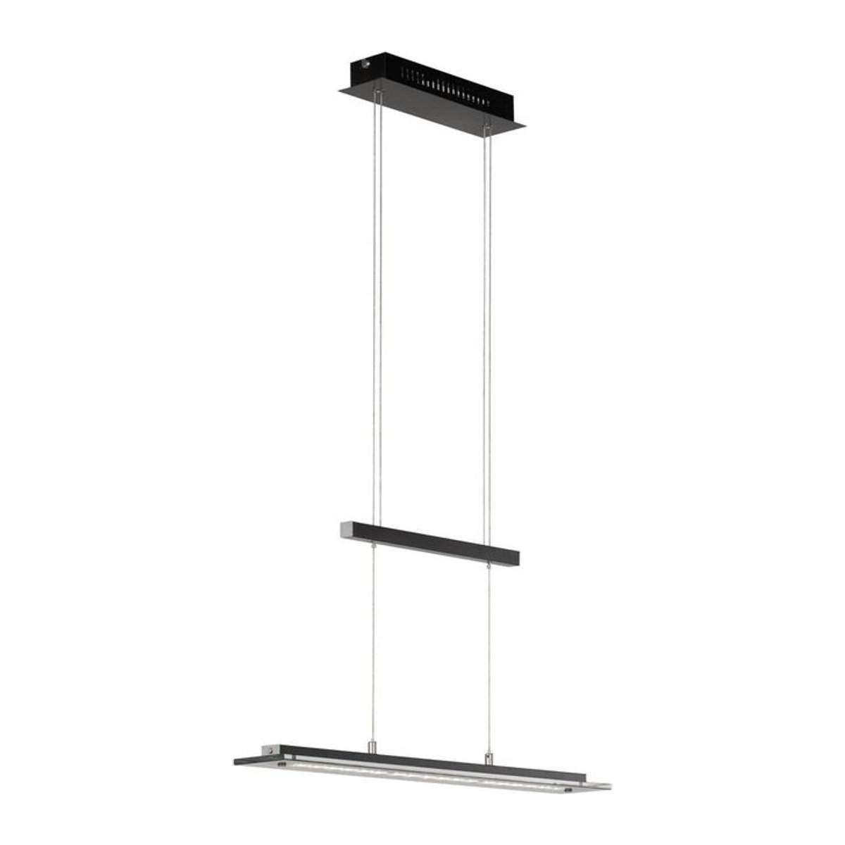 Fischer & Honsel LED-Pendelleuchte Tenso Schwarz Chrom Glas Metall Modern Minimalistisch B/H/T: 88 x 150 x 9 cm - Bild 1