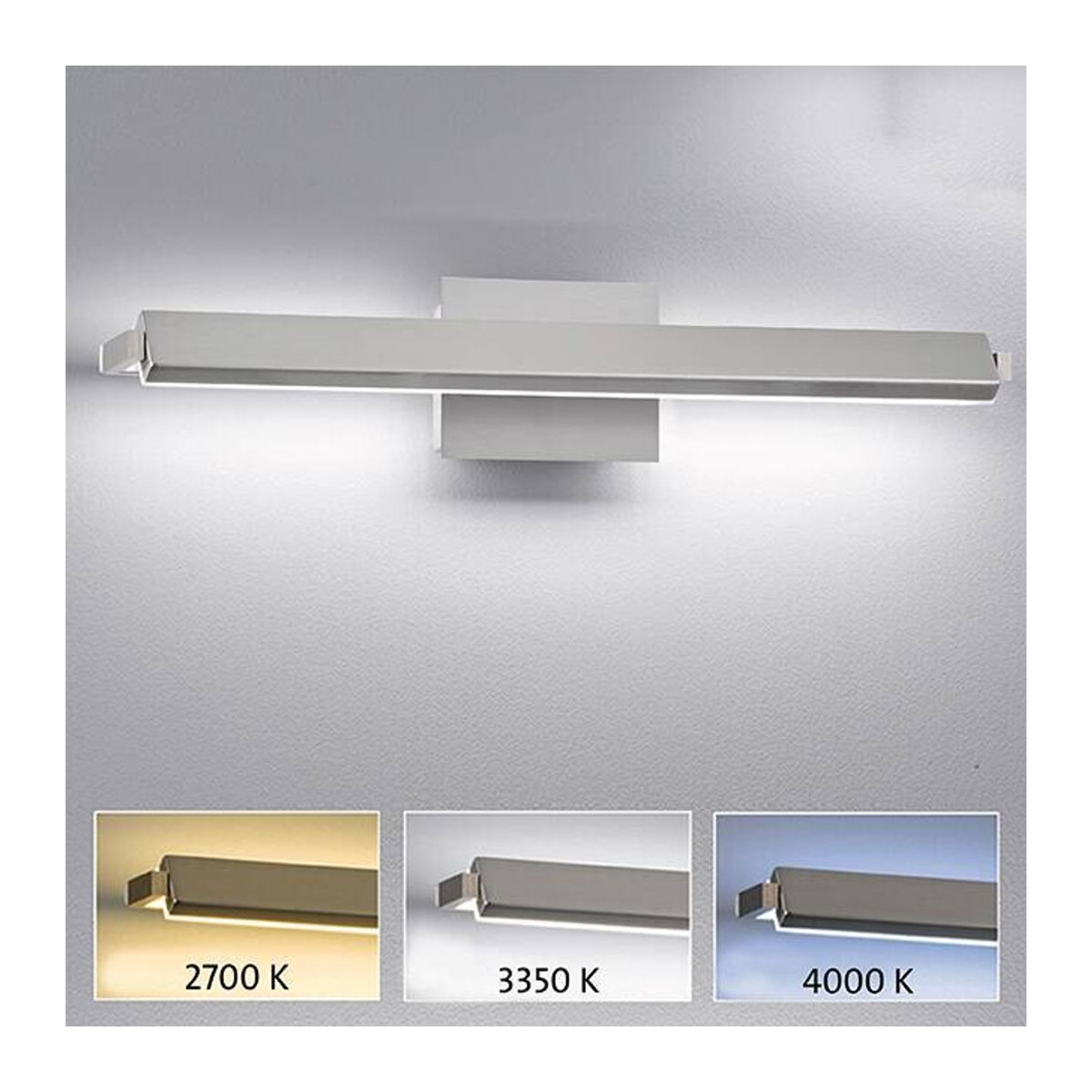 Fischer & Honsel LED-Wandleuchte in Weiß und Nickel matt aus Metall und Acryl, minimalistisches Design, B/H/T: 60 x 10 x 11 cm - Bild 2