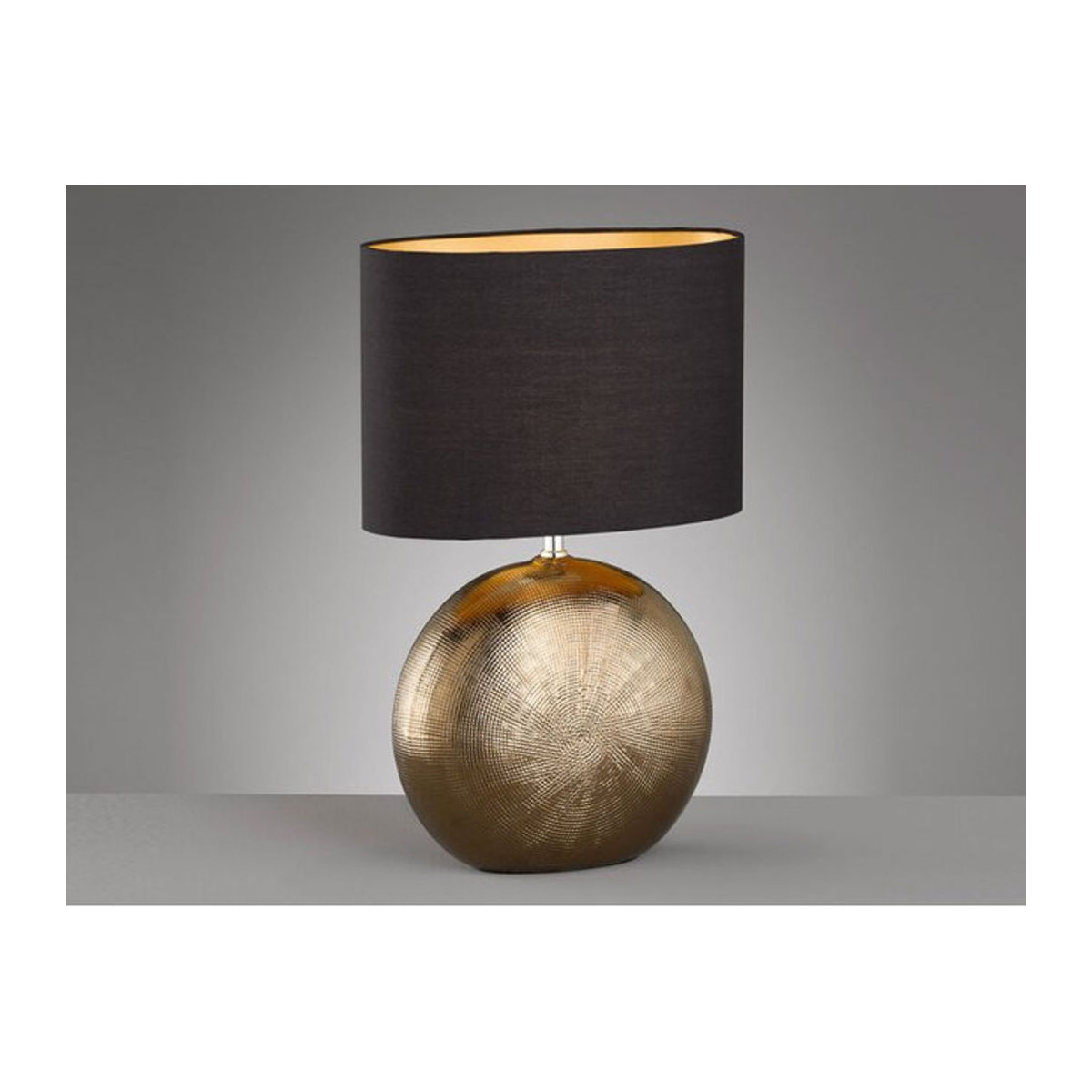 Fischer & Honsel Tischleuchte Foro Keramik und Stoff in Schwarz und Bronze mit E27 Fassung, Höhe: 53 cm - Bild 1