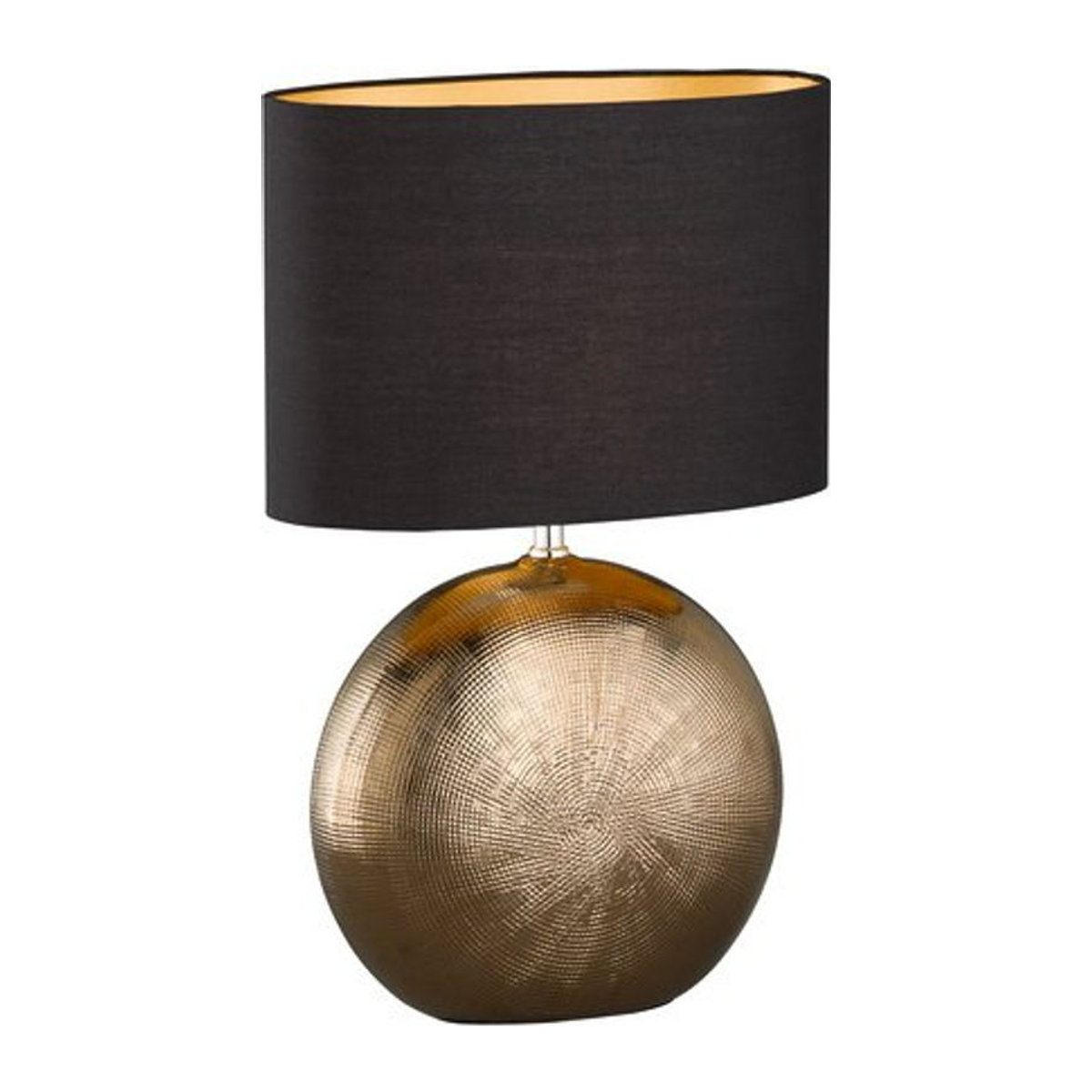 Fischer & Honsel Tischleuchte Foro Keramik und Stoff in Schwarz und Bronze mit E27 Fassung, Höhe: 53 cm - Bild 2