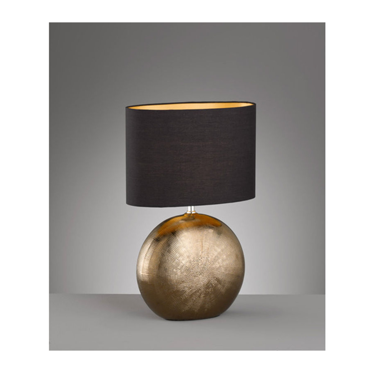 Fischer & Honsel Tischleuchte Foro Keramik und Stoff in Schwarz und Bronze mit E27 Fassung, Höhe: 53 cm - Bild 3