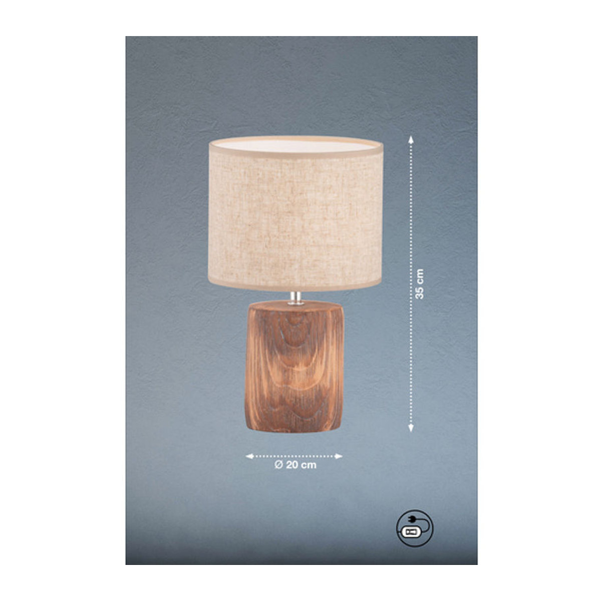 Fischer & Honsel Tischleuchte Malik in Braun und Beige mit Leinen- und Beton-Elementen, Höhe: 35 cm, E14 - Bild 2