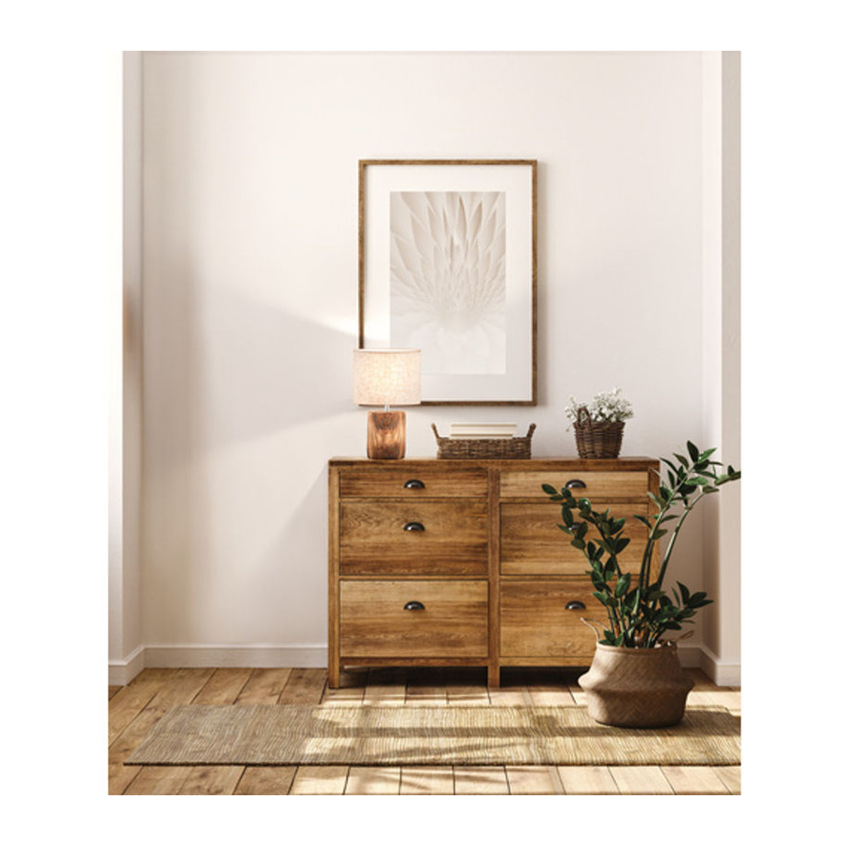 Fischer & Honsel Tischleuchte Malik in Braun und Beige mit Leinen- und Beton-Elementen, Höhe: 35 cm, E14 - Bild 4