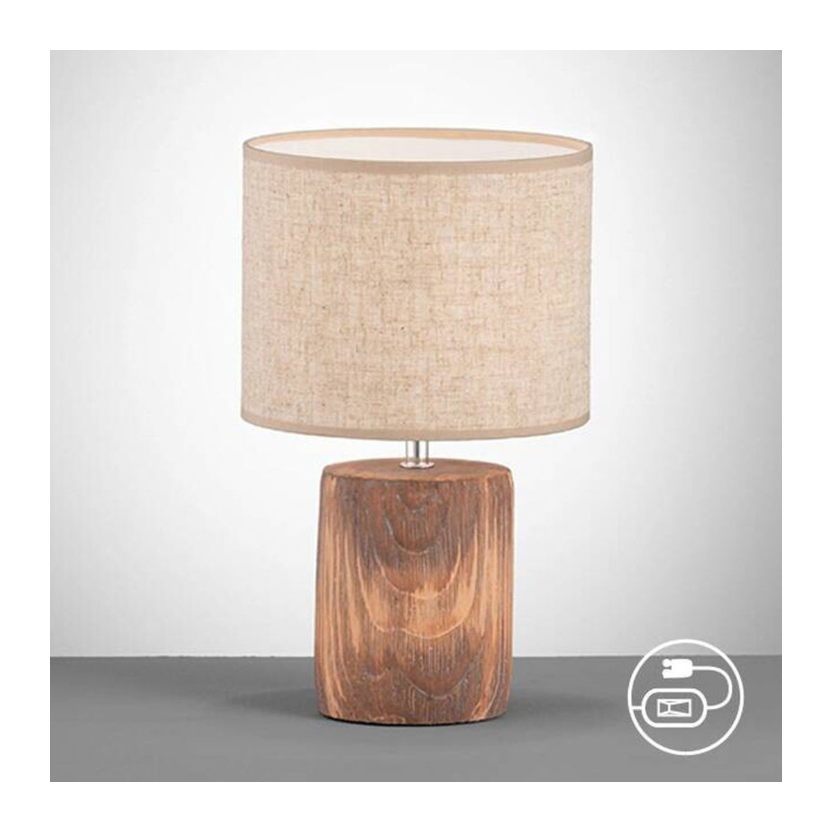 Fischer & Honsel Tischleuchte Malik in Braun und Beige mit Leinen- und Beton-Elementen, Höhe: 35 cm, E14 - Bild 5