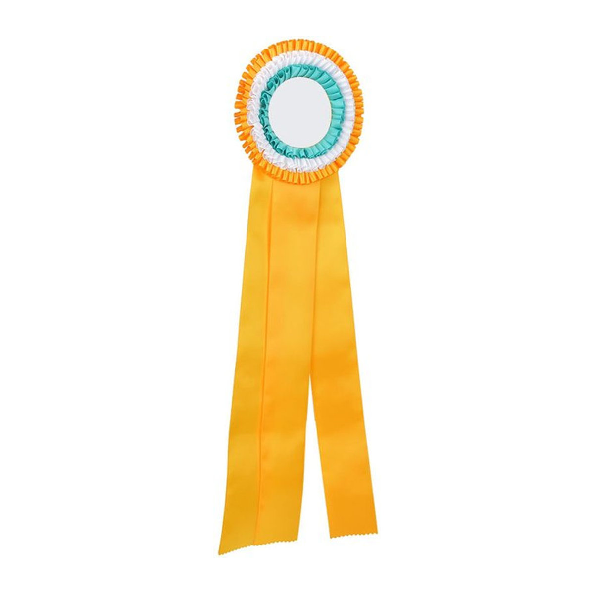 Fishine Sieger-Rosette als Badge Pin mit Textilband in Weiß und Gelb - Bild 1
