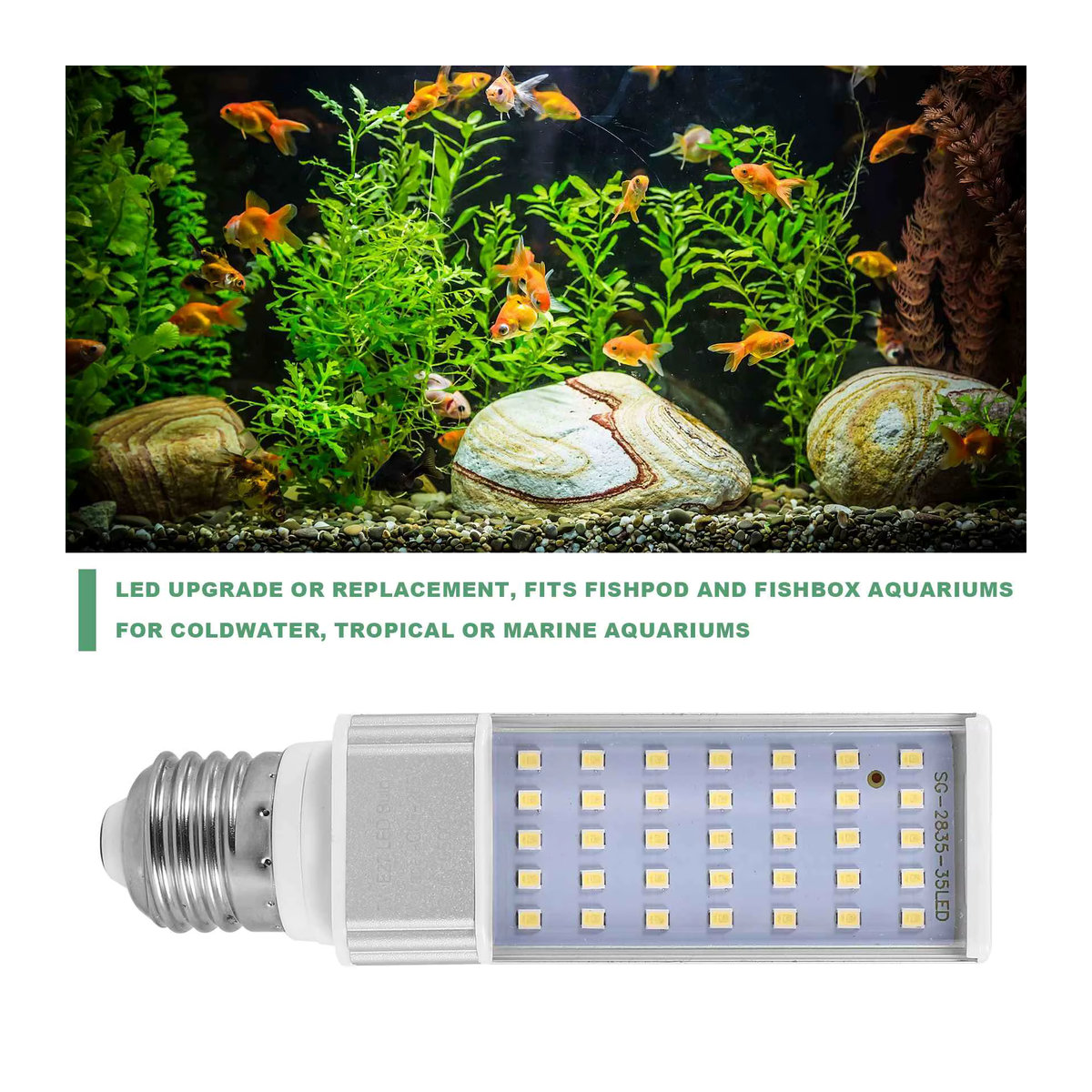Fishpod LED Aquarium Lampe mit E27 Fassung für Pflanzen und Korallen in Weiß (7W) - Bild 3
