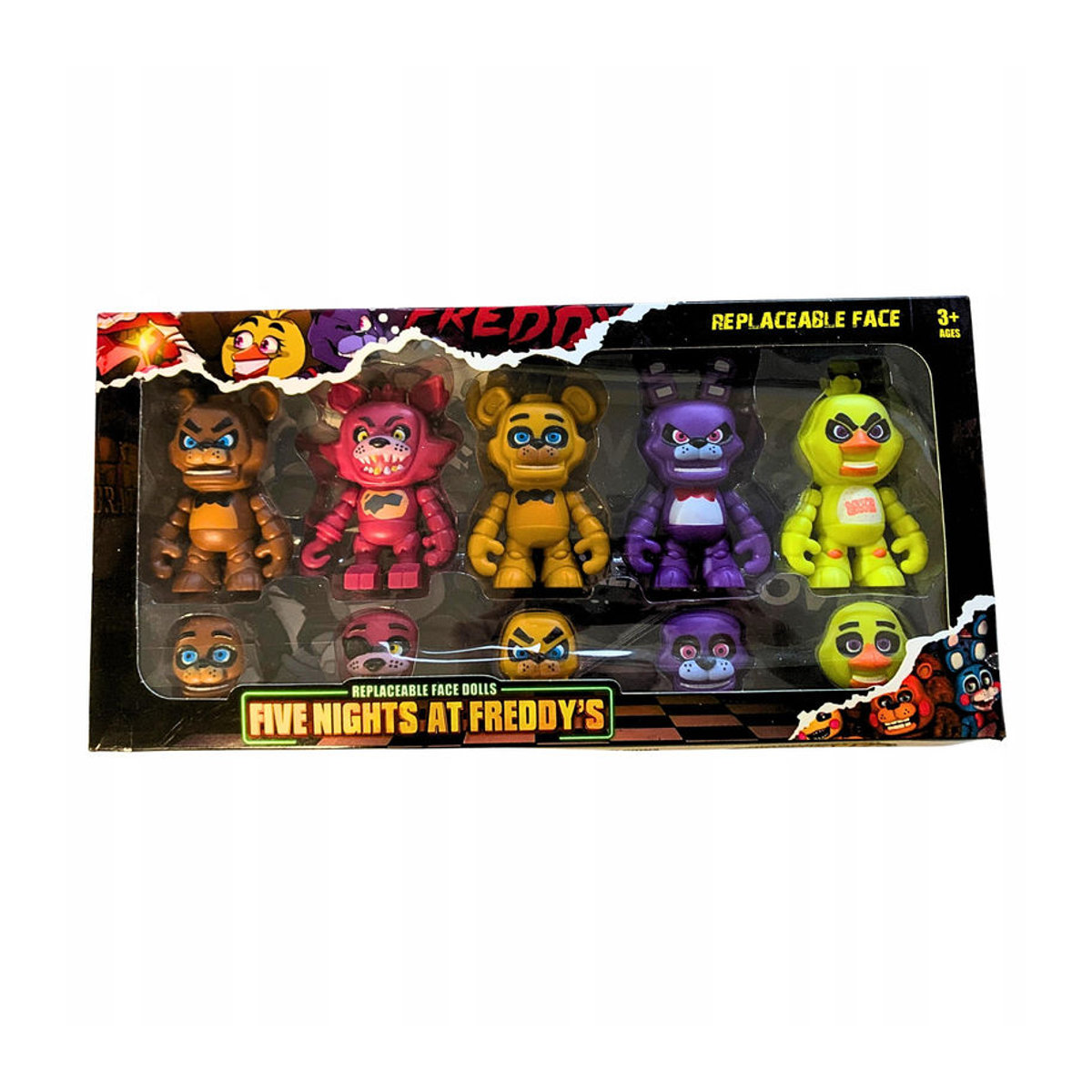 Five Nights At Freddy's Figuren Set mit 5 austauschbaren Gesichtern von Super Merchant in Mehrfarbig - Bild 5