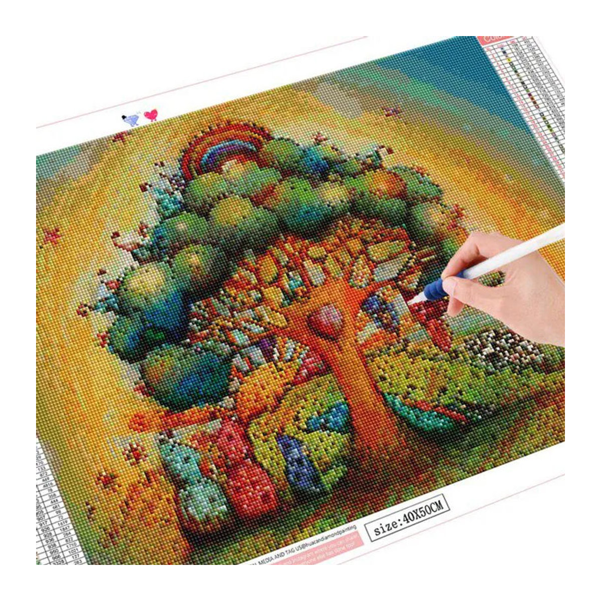 FIYO 5D Diamant Malerei Baum Landschaft Mosaik Stickerei Wandkunst Mehrfarbig B: 30 cm x H: 20 cm - Bild 1