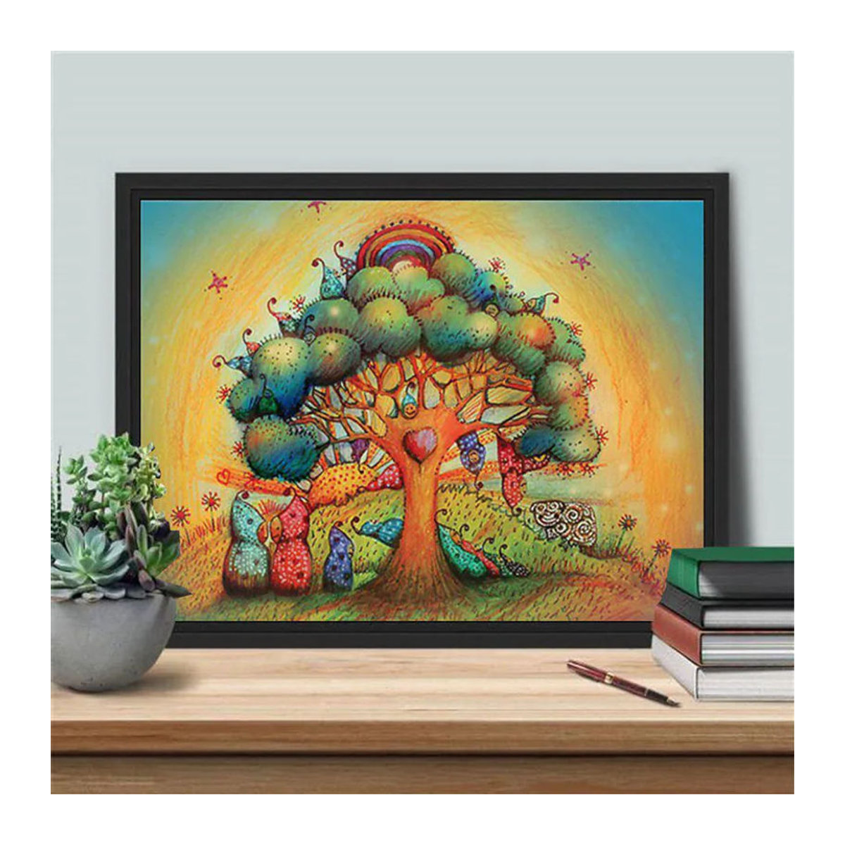 FIYO 5D Diamant Malerei Baum Landschaft Mosaik Stickerei Wandkunst Mehrfarbig B: 30 cm x H: 20 cm - Bild 2