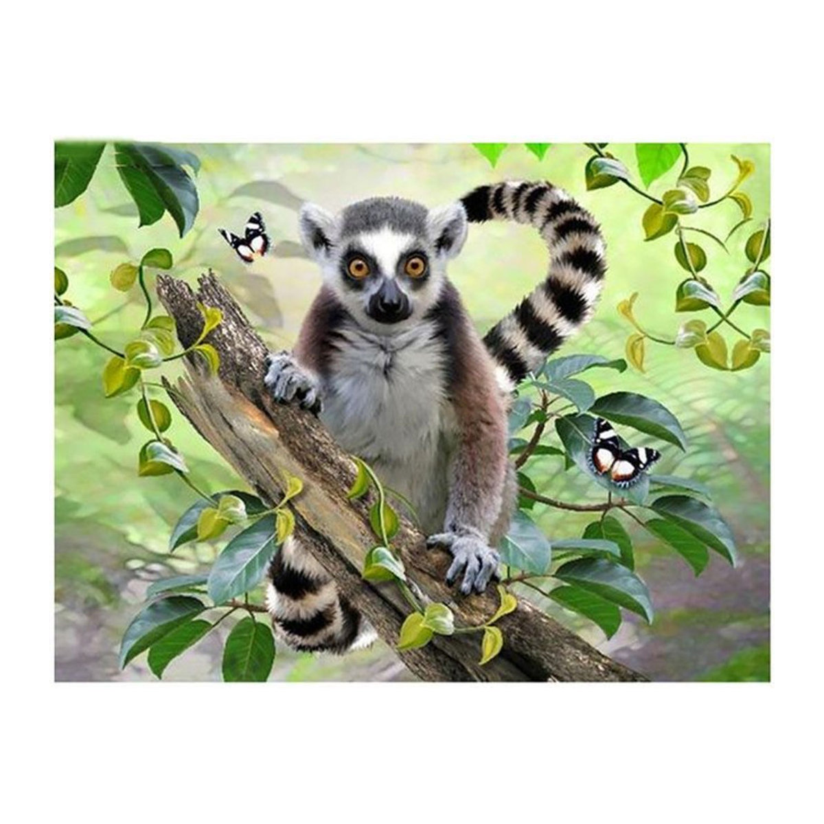 FIYO 5D Diamant-Stickerei Lemur Motiv, Mehrfarbige Leinwand für Kreuzstich als moderne Heimdekoration, B/H: 20 x 30 cm - Bild 1