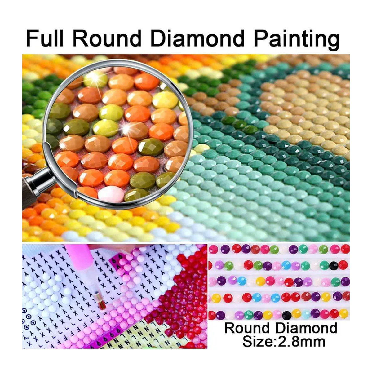 FIYO 5D Diamantgemälde zum Selbermachen mit buntem Baum Motiv, Mehrfarbig, B/H: 20 x 30 cm - Bild 5