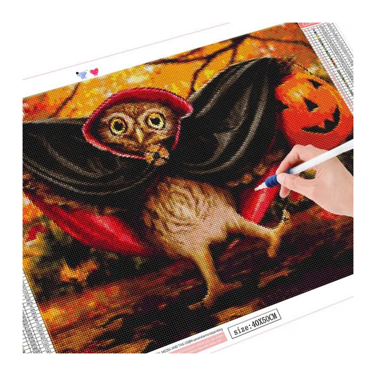 FIYO 5D Diamantmalerei Eule als Stickerei-Set mit quadratischen Diamanten, Mehrfarbig, B: 30 cm, H: 20 cm - Bild 1