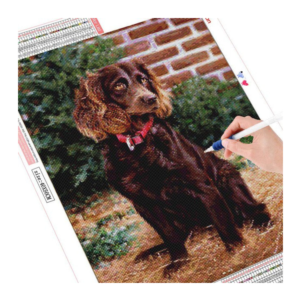 FIYO 5D Diamantmalerei Hund Mosaik Set mit Tierprint, mehrfarbig, B/H: 30 x 20 cm - Bild 1