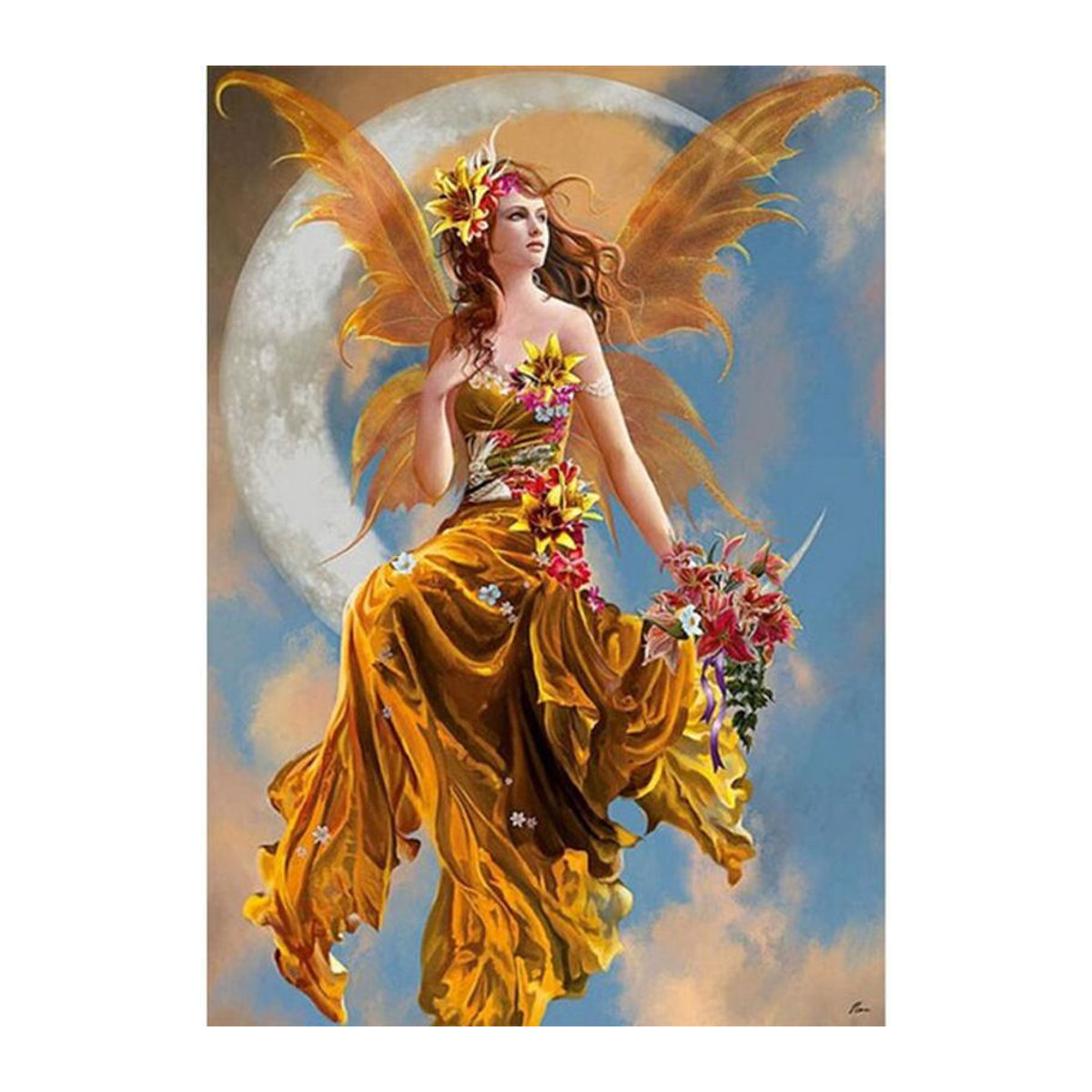 FIYO 5D Diamond Painting Set Elfenmädchen Mosaikbild zum Selbermachen, mehrfarbig, B/H: 20 x 30 cm - Bild 1