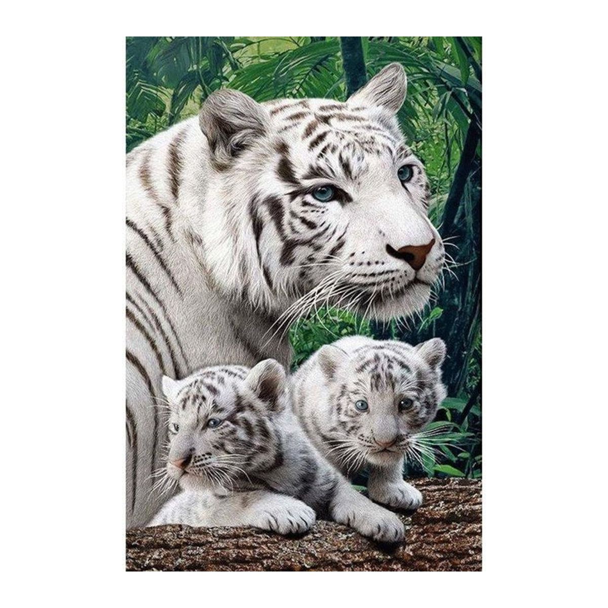 FIYO 5D Diamond Painting Set mit drei Tigern, Strass-Mosaik zum Selbermachen, Farbe: Weiß, Breite: 30 cm, Höhe: 20 cm - Bild 1