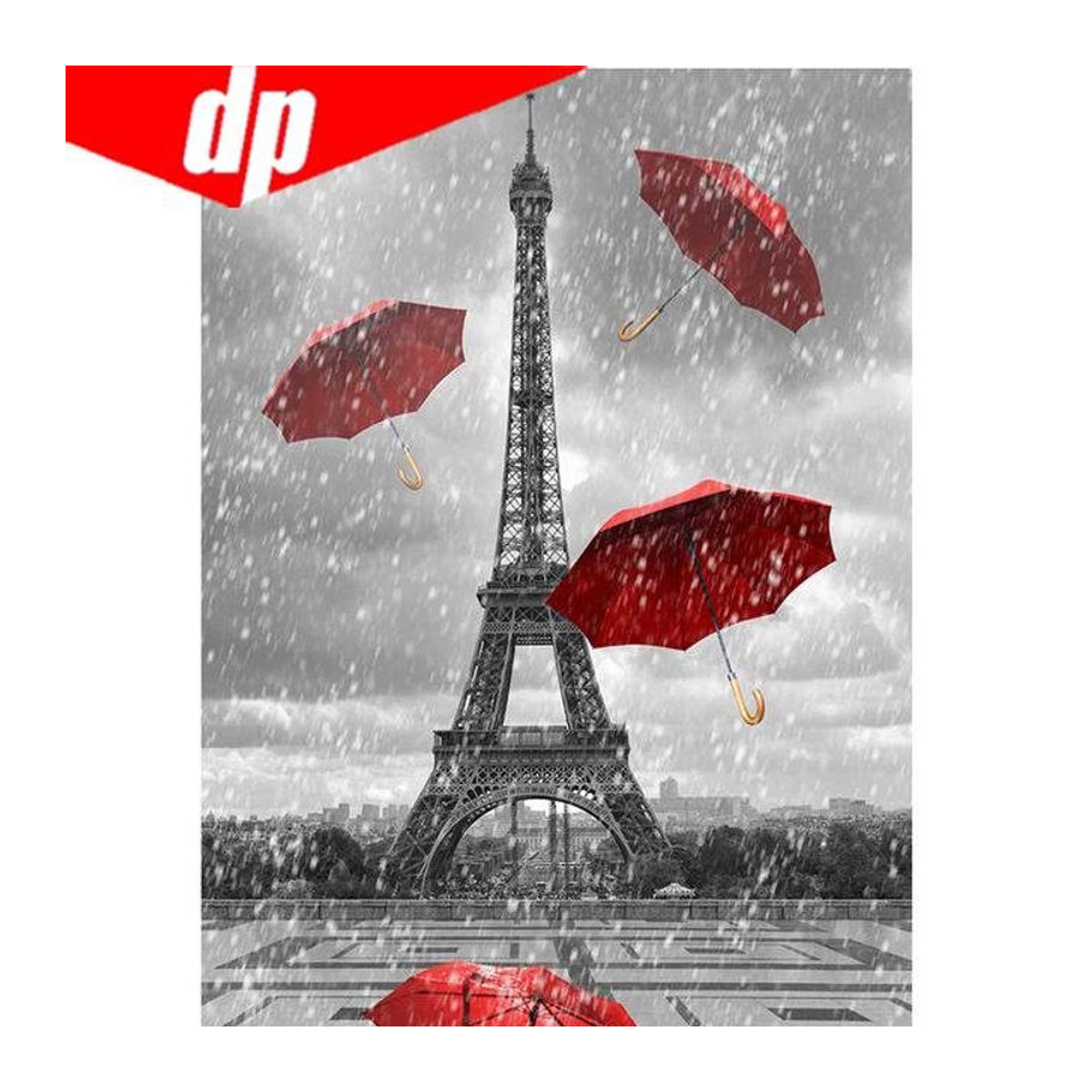 FIYO 5D Diamond Painting Set Roter Regenschirm als Mosaik Stickerei in Querformat, Farbe: Rot/Mehrfarbig, B/H: 20 x 30 cm - Bild 1
