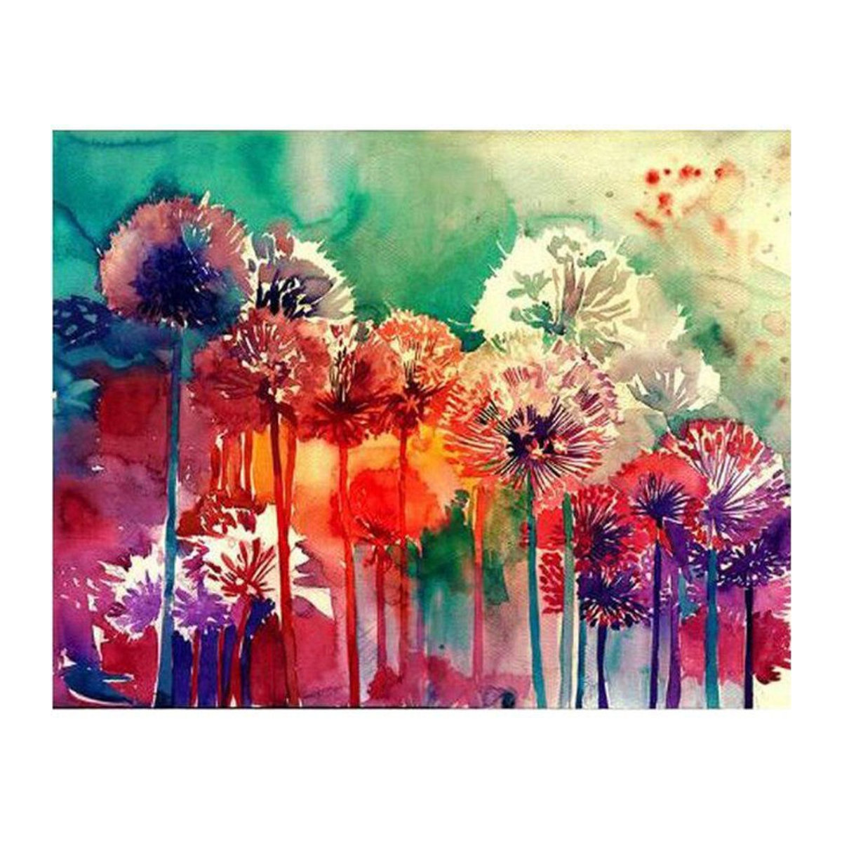 FIYO 5D DIY Diamantmalerei Aquarell Löwenzahn Blumen Dekoration, mehrfarbig, B/H: 20 x 30 cm - Bild 1
