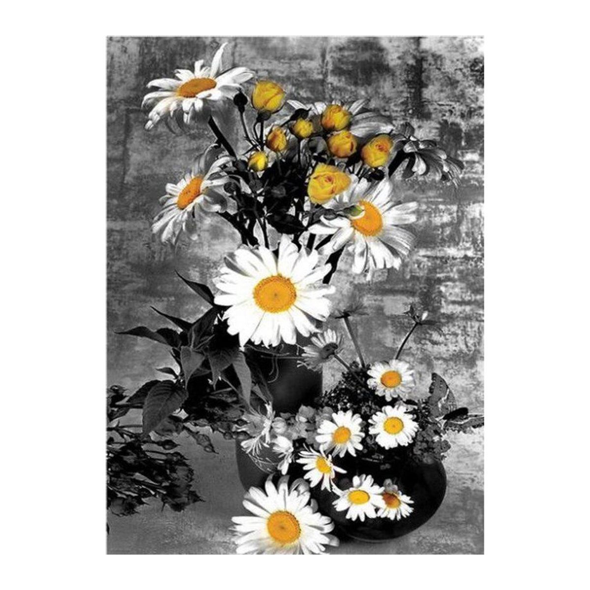 FIYO 5D DIY Diamantmalerei Gänseblümchen Blumen Mosaik Set, Mehrfarbig, B x H: 30 x 20 cm - Bild 1