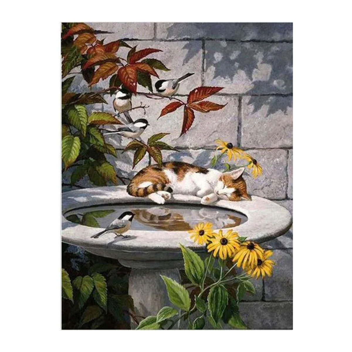 FIYO 5D DIY Diamantmalerei Katze als Kreuzstich-Stickerei mit Strasssteinen, mehrfarbig, B/H: 20 x 30 cm - Bild 1