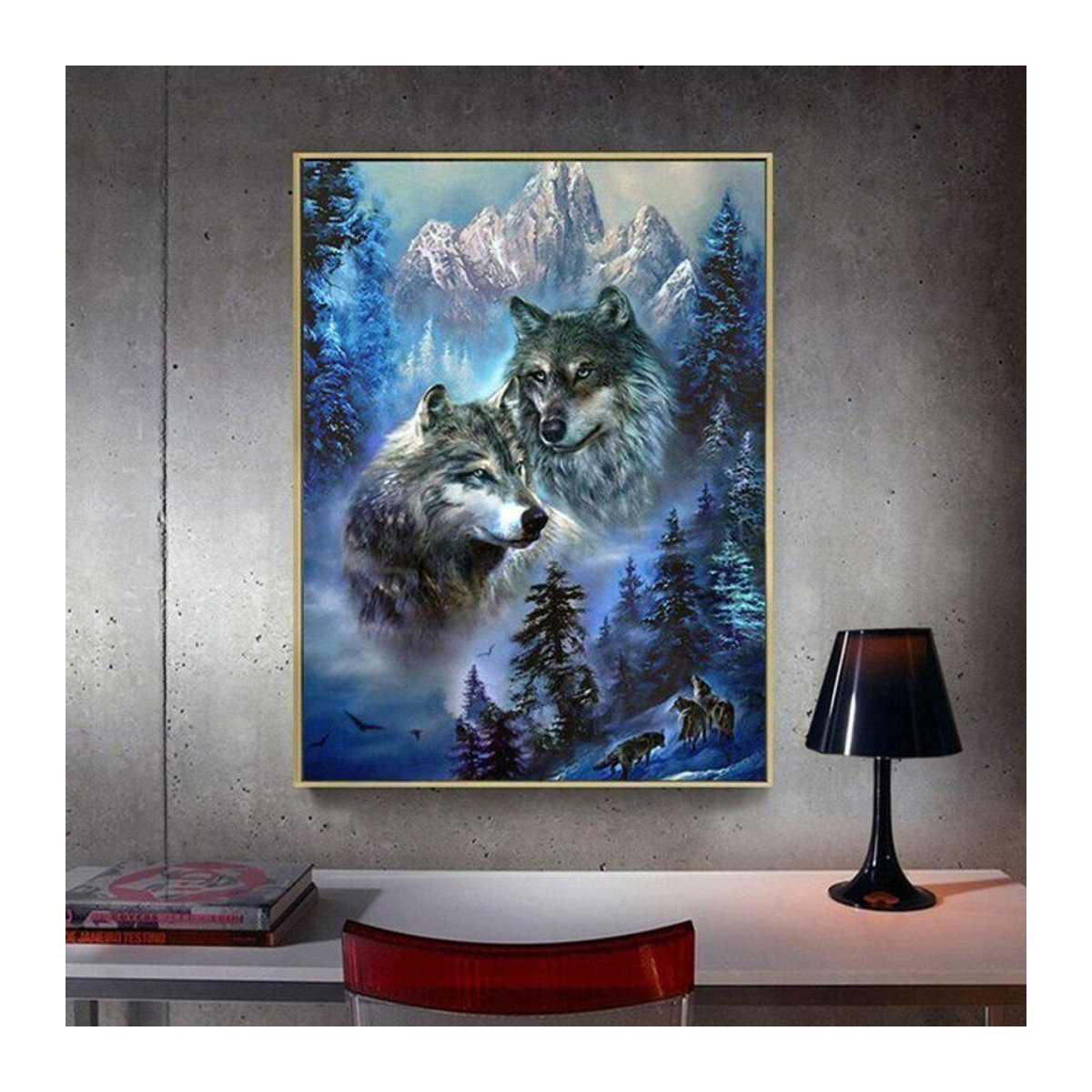 FIYO 5D DIY Diamantmalerei Wolf als Strass-Bild in mehrfarbig, B/H: 20 x 30 cm - Bild 1