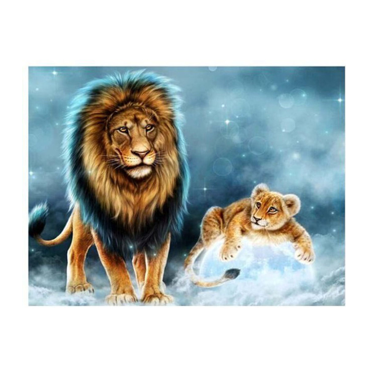 FIYO 5D DIY Diamond Painting Rund Löwe Motiv Mehrfarbig B: 30 cm, H: 20 cm - Bild 1
