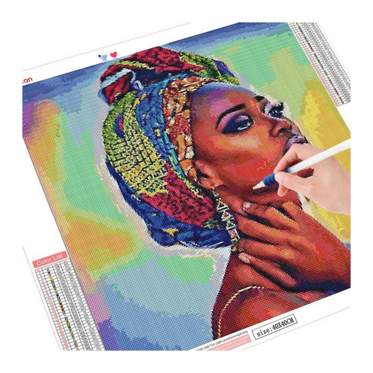 FIYO 5D DIY Diamond Painting Set Porträt Afrikanische Frauen als Mozaik Kunst Wanddekoration, Mehrfarbig, B/H: 30 x 30 cm - Bild 1