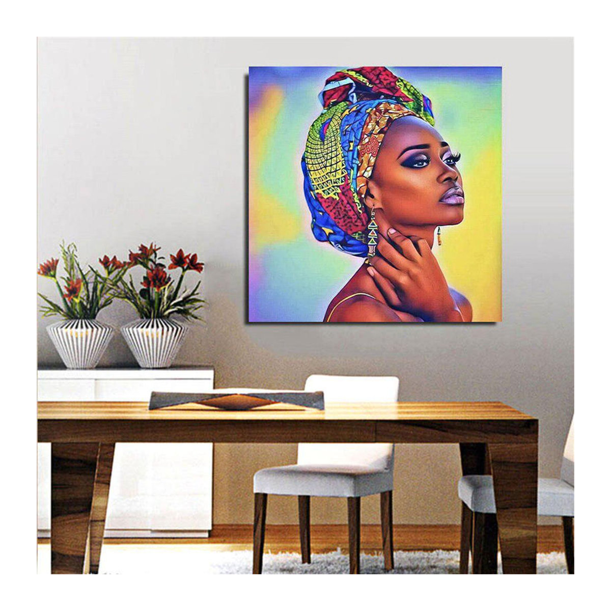 FIYO 5D DIY Diamond Painting Set Porträt Afrikanische Frauen als Mozaik Kunst Wanddekoration, Mehrfarbig, B/H: 30 x 30 cm - Bild 2